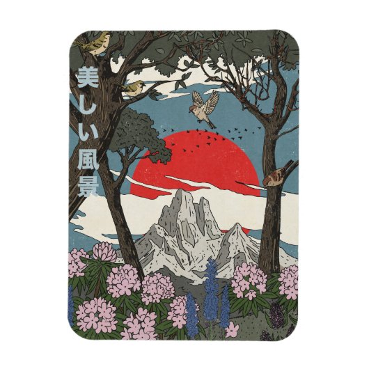 Mooie Japanse Landschap Magneet (Verticaal)