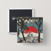Mooie Japanse Landschap Vierkante Button 5,1 Cm (Voorkant /achterkant)