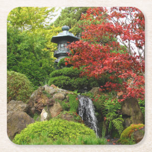 Mooie Japanse rottentuin met Pagoda Kartonnen Onderzetters