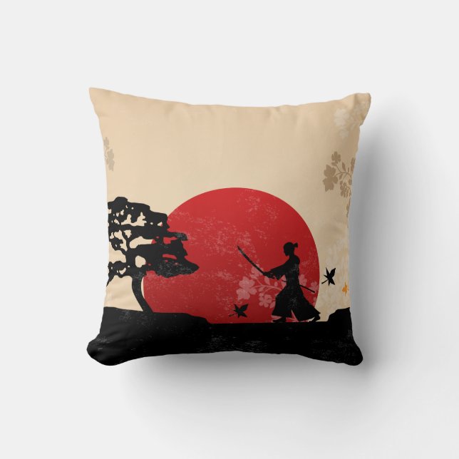Mooie Japanse Samurai Achtergrond Kussensloop Kussen (Voorkant)