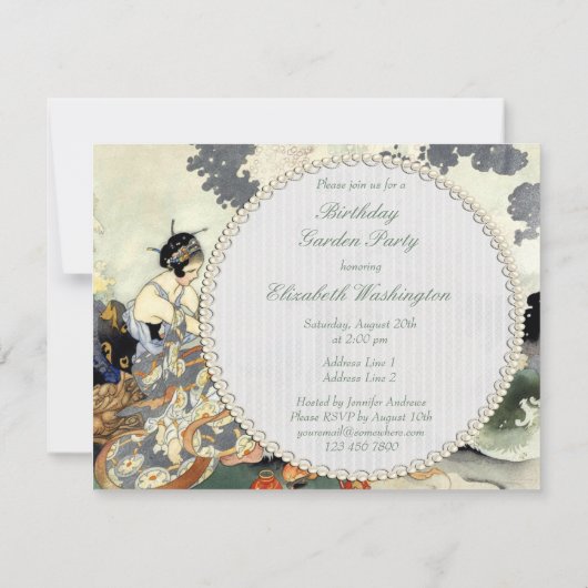 Mooie  Japanse Vogelpartij Kaart (Achterkant)