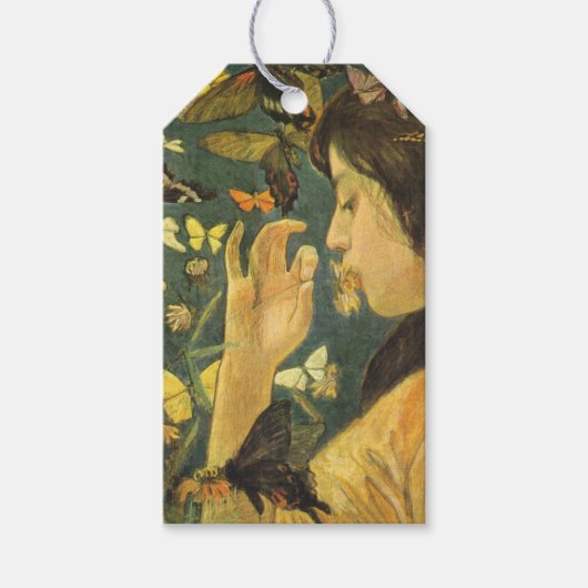 Mooie Japanse vrouw met vlinders Cadeaulabel (Voorkant)