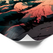 Mooie japanse Waterverf haven scène Perfect Poster (Hoek)