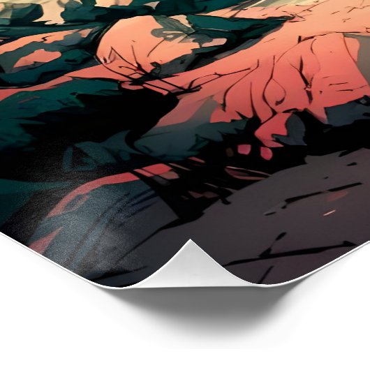 Mooie japanse Waterverf haven scène Perfect Poster (Hoek)