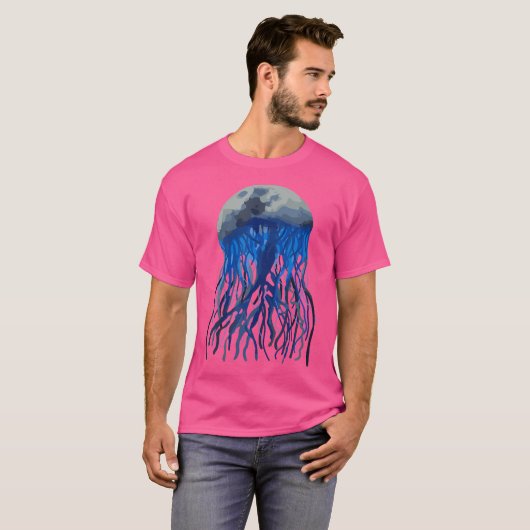 Mooie Jelly-Fish-Moon Grappig T-shirt (Voorkant volledig)