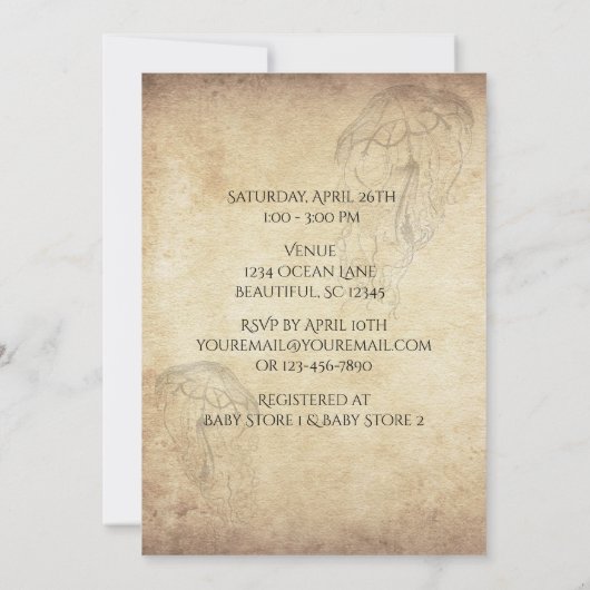 Mooie  Jellyfish Beach Baby shower Kaart (Achterkant)