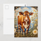 Mooie Jersey Koe in Daisy veld Vintage Briefkaart (Voorkant / Achterkant)