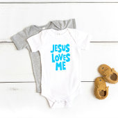 Mooie "Jesus Loves Me" in het blauw voor baby body Romper