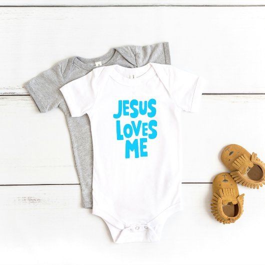Mooie "Jesus Loves Me" in het blauw voor babyhemdj Romper