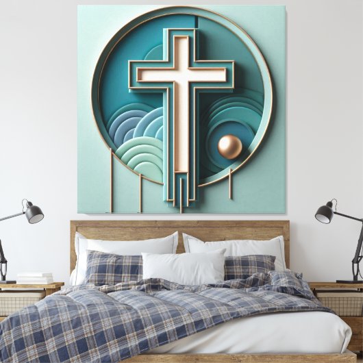 Mooie Jezus kruis gestrekt Canvas Afdruk (Insitu (Slaapkamer))