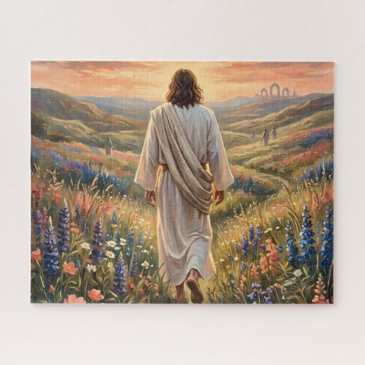 Mooie Jezus Wandelend In De Tuin Legpuzzel (Horizontaal)