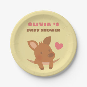 Mooie Joey Kangoeroe Baby Shower Papieren Borden Bordje