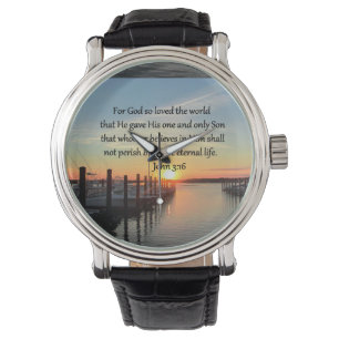 MOOIE JOHN 3:16 ZONSONDERGANG FOTO ONTWERP HORLOGE