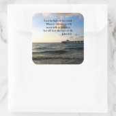 MOOIE JOHN 8:12 FOTO ONTWERP VIERKANTE STICKER (Tas)