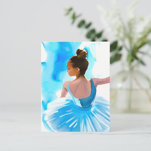 Mooie Jonge Ballerina in Blauw Briefkaart (Staand voorkant)