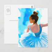 Mooie Jonge Ballerina in Blauw Briefkaart (Voorkant / Achterkant)