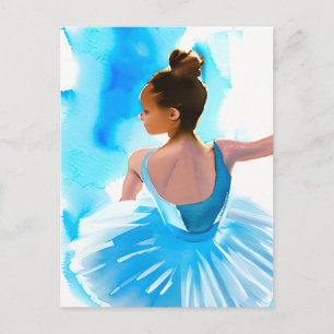Mooie Jonge Ballerina in Blauw Briefkaart