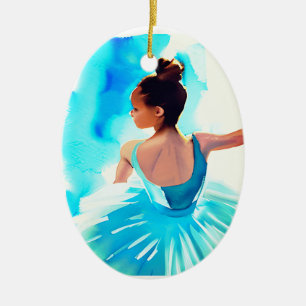 Mooie Jonge Ballerina in Blauw Keramisch Ornament