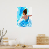 Mooie Jonge Ballerina in Blauw Poster (Keuken)