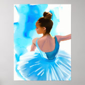 Mooie Jonge Ballerina in Blauw Poster (Voorkant)