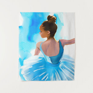 Mooie Jonge Ballerina in Blauw Wandkleed