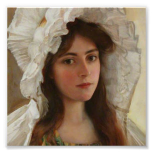 Mooie jonge dame door Albert Lynch, vintage art. Foto Afdruk