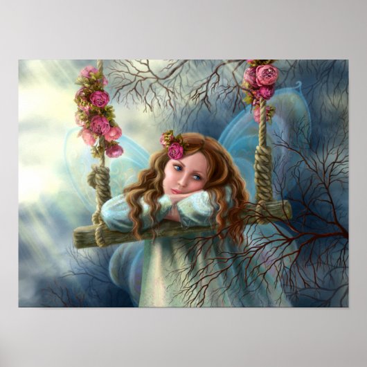 Mooie jonge fee vlinder op zwaai. Illust Poster (Voorkant)