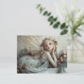 Mooie jonge kerst fee gouden vleugels briefkaart (Staand voorkant)