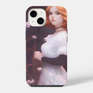 Mooie Jonge Meisje Tussen Roze Bloemen Portret iPhone 14 Hoesje