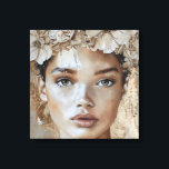 Mooie Jonge Mode Model Bloemenportretkunst Canvas Afdruk<br><div class="desc">Verhoog uw interieur met deze prachtige "Mooie jonge Mode Model Floral Portrait Art Canvas Print." Dit prachtige vierkante canvas kunststuk beschikt over een eigentijds portret van een jonge vrouw, zorgvuldig vervaardigd om haar elegantie en genade vast te leggen. De zachte beige achtergrond verbetert de delicate esthetiek van het schilderij, waardoor...</div>