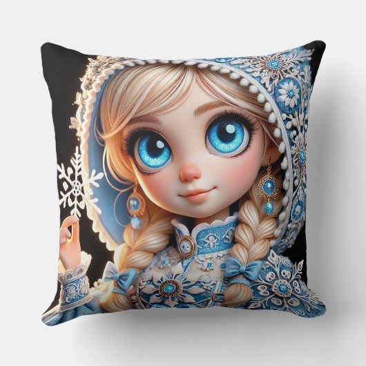 Mooie jonge sneeuwmaagd kussen (Achterkant)