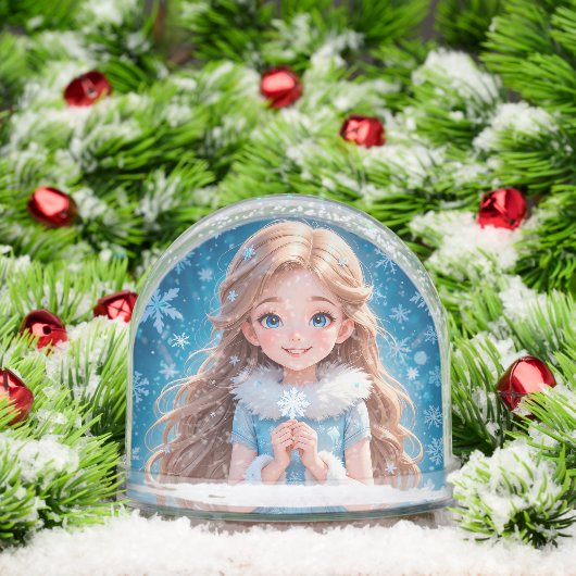 Mooie jonge sneeuwmaagd sneeuwbol (Kerstmis)