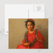 Mooie jonge verkoper van lei in het oude Hawaii Briefkaart (Voorkant / Achterkant)