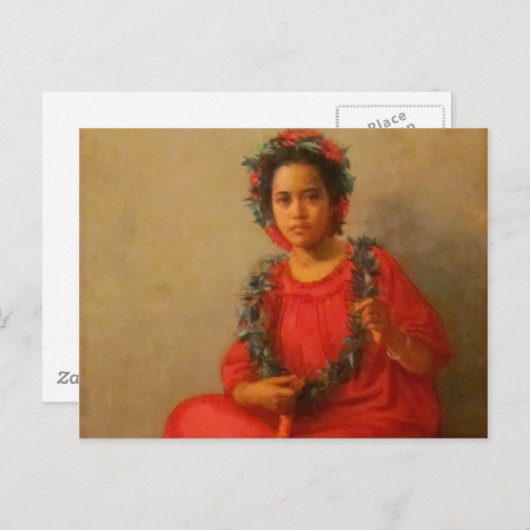 Mooie jonge verkoper van lei in het oude Hawaii Briefkaart (Voorkant / Achterkant)