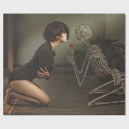 Mooie jonge vrouw en Skeleton Cadeaupapier