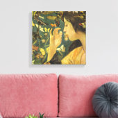 Mooie jonge vrouw met vlucht van vlinders canvas afdruk (Insitu (Woonkamer))