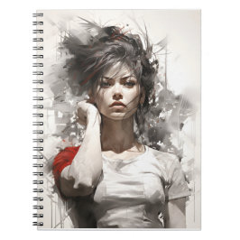 Mooie jonge vrouw Unieke Elegante Vrouw Art Notitieboek