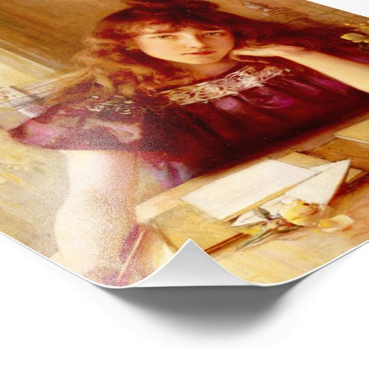 Mooie jongedame, door Albert Lynch, Belle epoque, Foto Afdruk (Hoek)