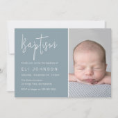 Mooie jongen foto stoffige blauwe doop kaart (Voorkant)