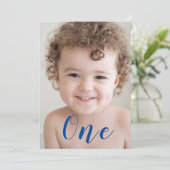 Mooie jongens 1e verjaardag Foto Blauw Kaart (Staand voorkant)