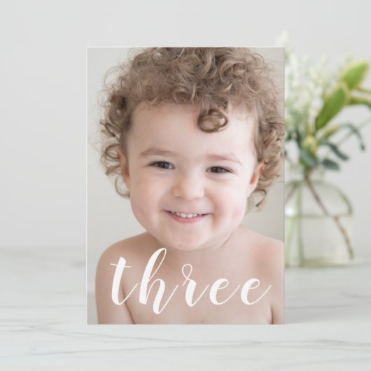 Mooie jongens, 3e verjaardag Foto en script Kaart (Staand voorkant)