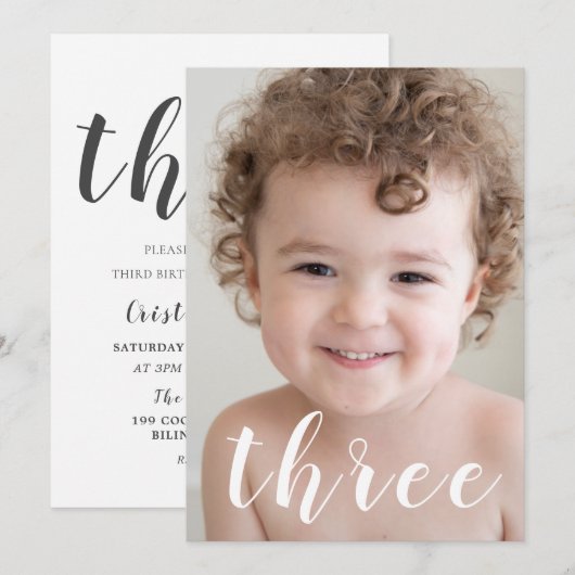 Mooie jongens, 3e verjaardag Foto en script Kaart (Voorkant / Achterkant)