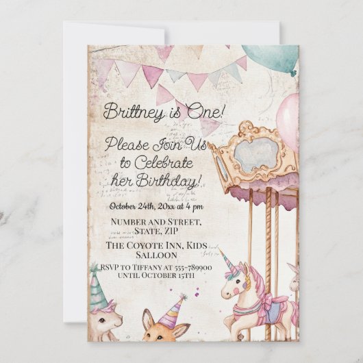 Mooie Journal Page w Dieren 1e Verjaardagsfeest Kaart (Voorkant)