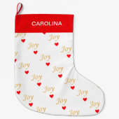 Mooie Joy Hart Patroon Grote Kerstsok (Voorkant)
