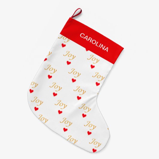 Mooie Joy Hart Patroon Grote Kerstsok (Voorkant (Hangend))