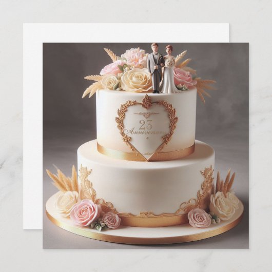 MOOIE JUBILEA TAART MET BRUID EN BRUIDEGOM (Voorkant / Achterkant)