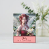 Mooie juli Fairy in Water Lelies Briefkaart (Staand voorkant)