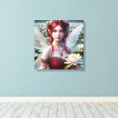 Mooie juli Fairy in Water Lelies Canvas Afdruk (Insitu (Houten vloer))