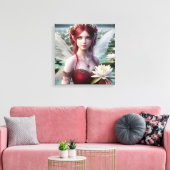 Mooie juli Fairy in Water Lelies Canvas Afdruk (Insitu (Woonkamer))