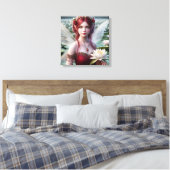 Mooie juli Fairy in Water Lelies Canvas Afdruk (Insitu (Slaapkamer))